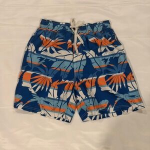 Cromer Resortwear Swim Trunks Mens M Blue Orange Tropical Floral Shorts Beach‎
